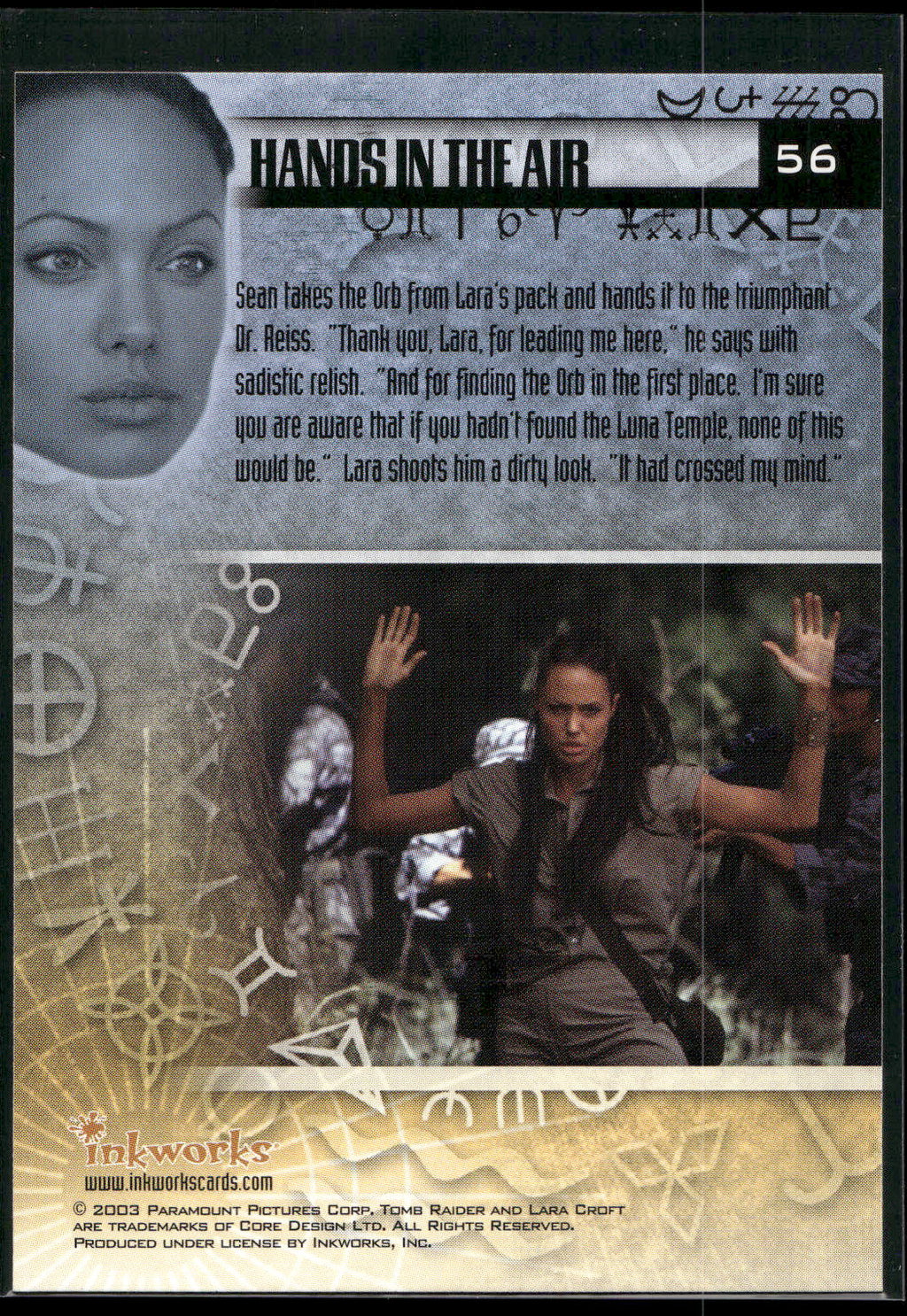 2003 Inkworks Tomb Raider: The Cradle of Life #56 Hands in the Air
