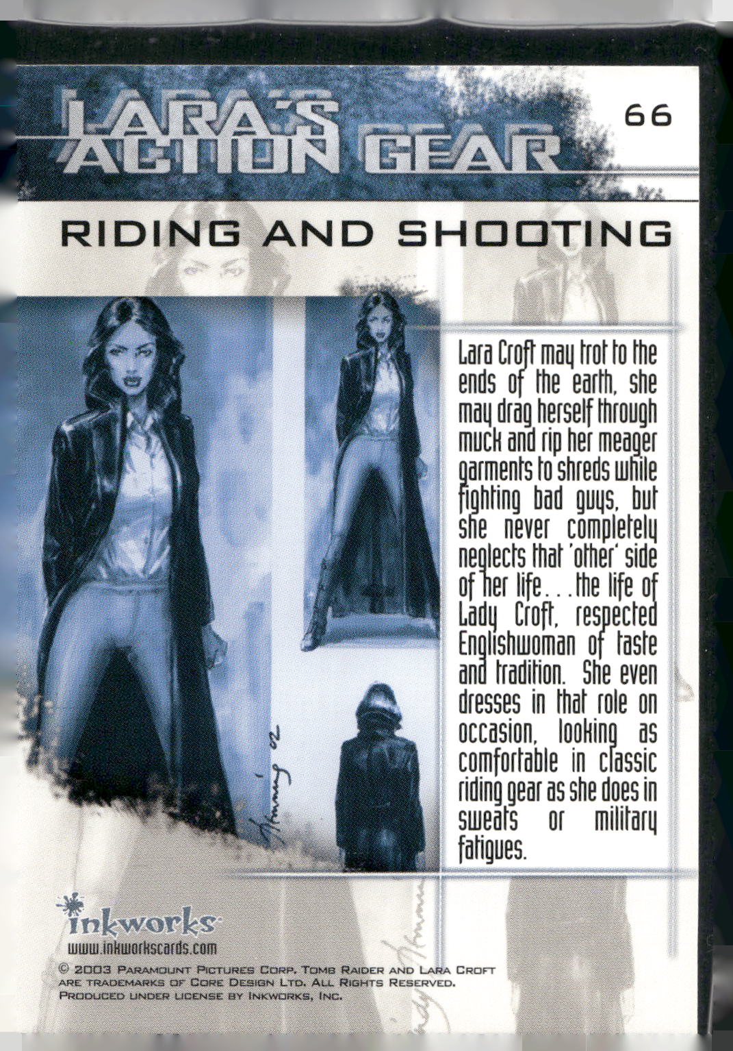 2003 Inkworks Tomb Raider: The Cradle of Life #66 Riding and Shooting