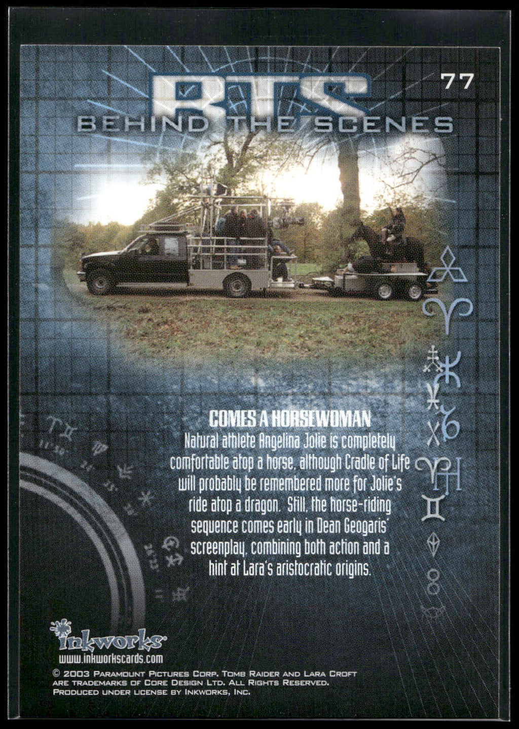 2003 Inkworks Tomb Raider: The Cradle of Life #77 Comes a Horsewoman