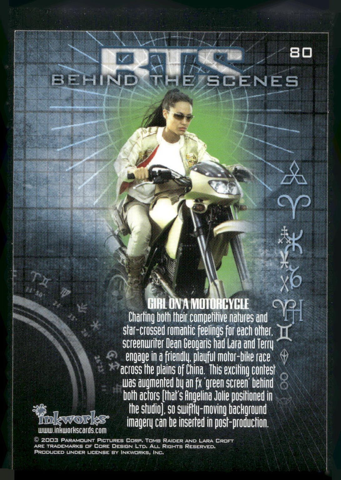 2003 Inkworks Tomb Raider: The Cradle of Life #80 Girl on a Motorcycle
