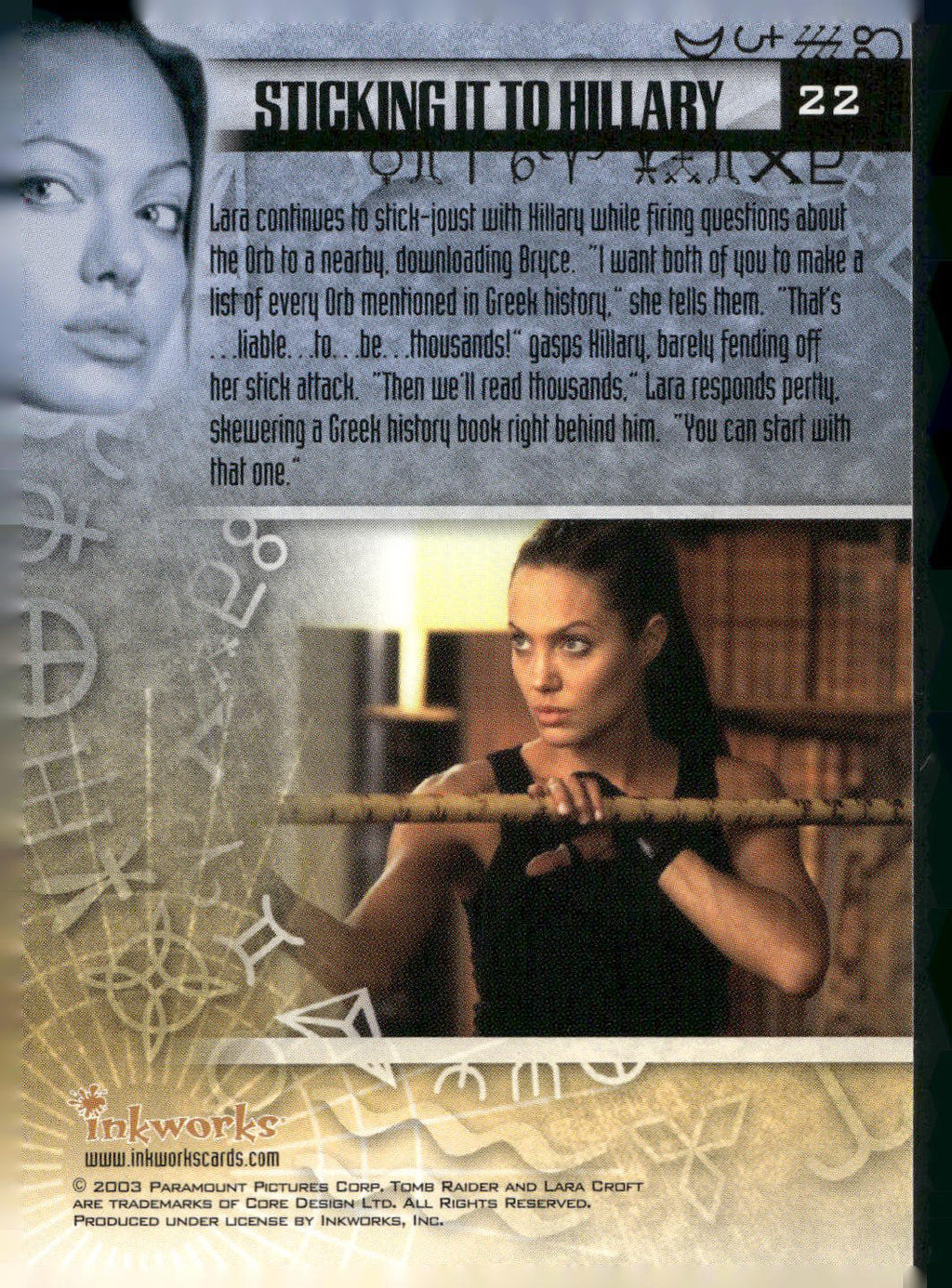 2003 Inkworks Tomb Raider: The Cradle of Life #22 Sticking It to Hillary