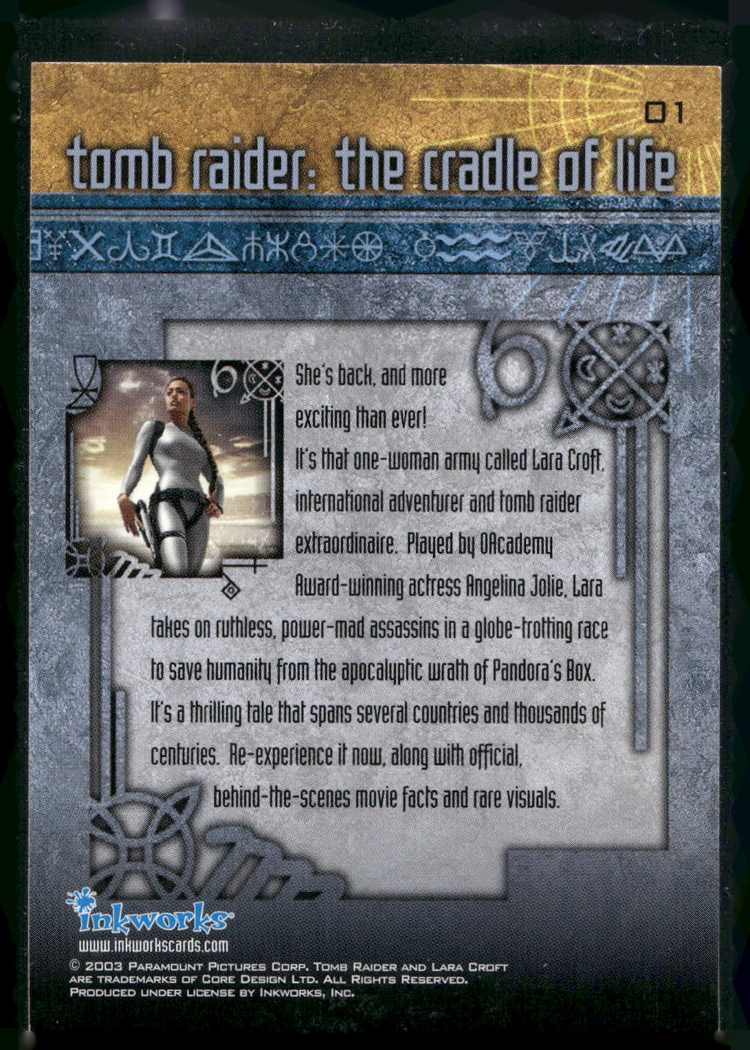 2003 Inkworks Tomb Raider: The Cradle of Life #1 Title Card