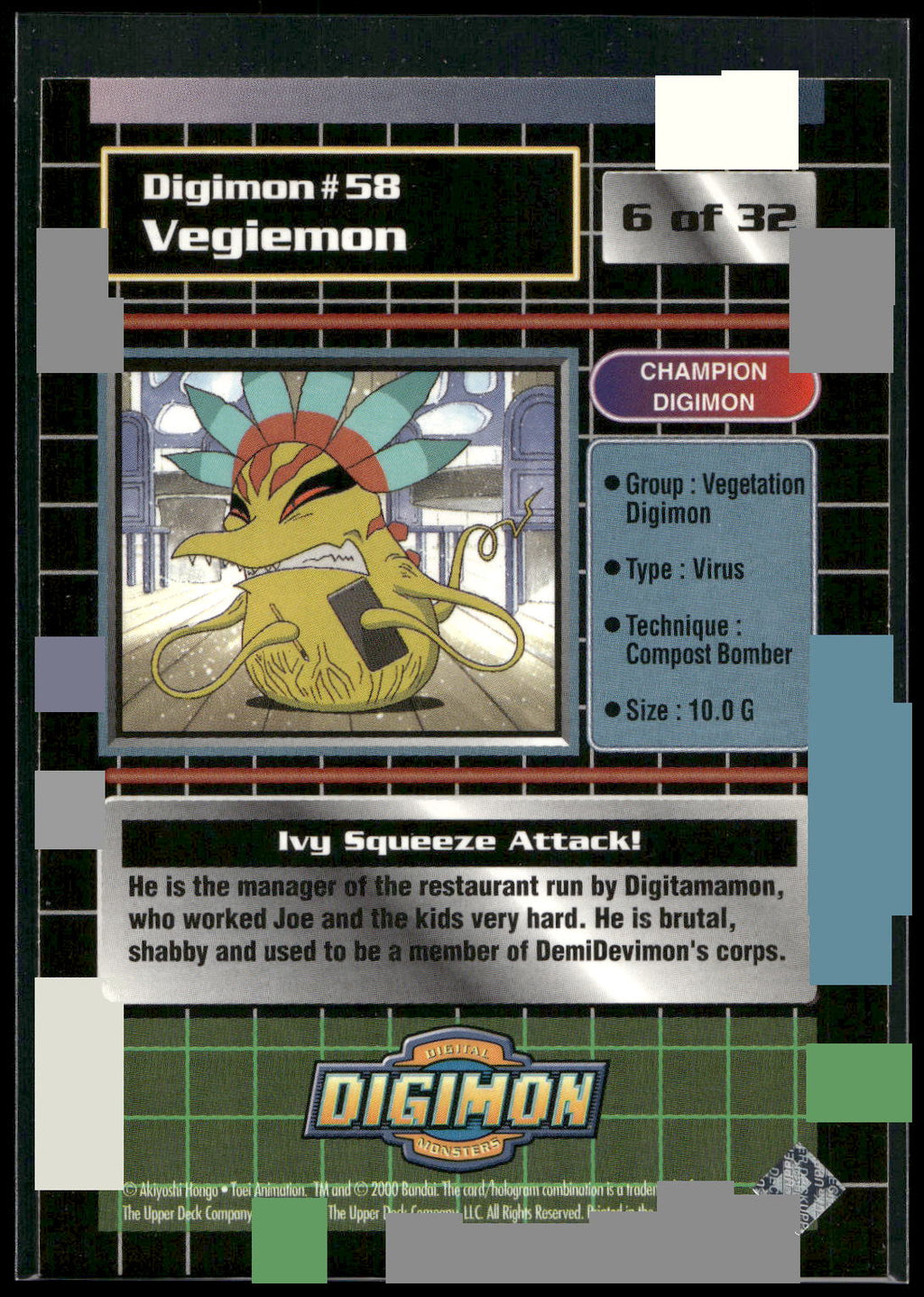 2000 Upper Deck Digimon Series 2 #6of32 58 Vegiemon