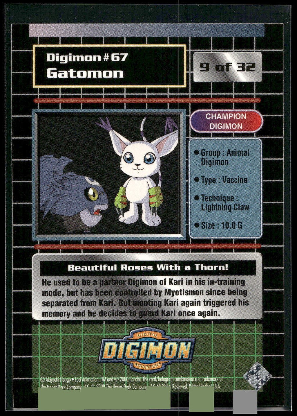 2000 Upper Deck Digimon Series 2 #9of32 67 Gatomon