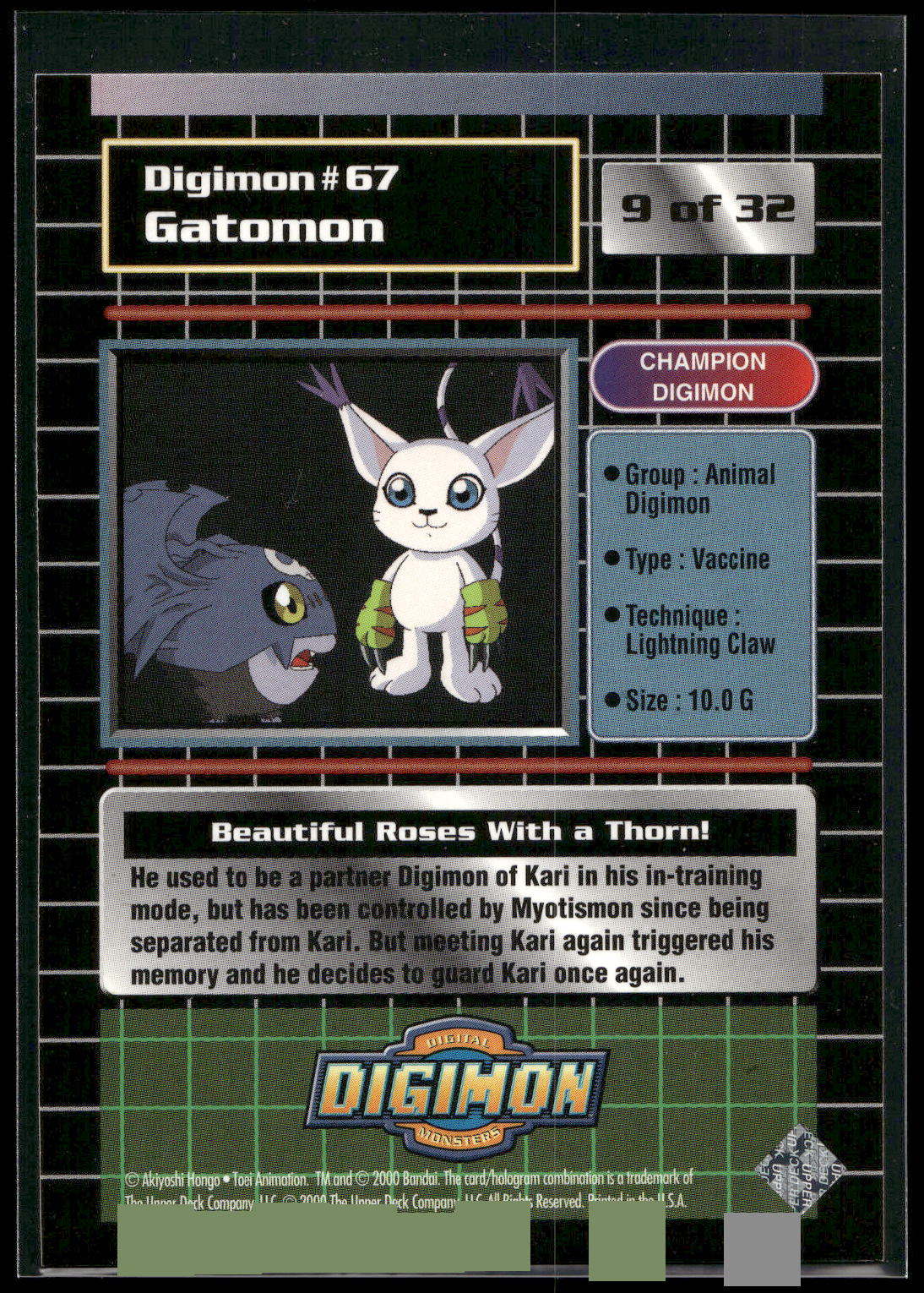 2000 Upper Deck Digimon Series 2 #9of32 67 Gatomon