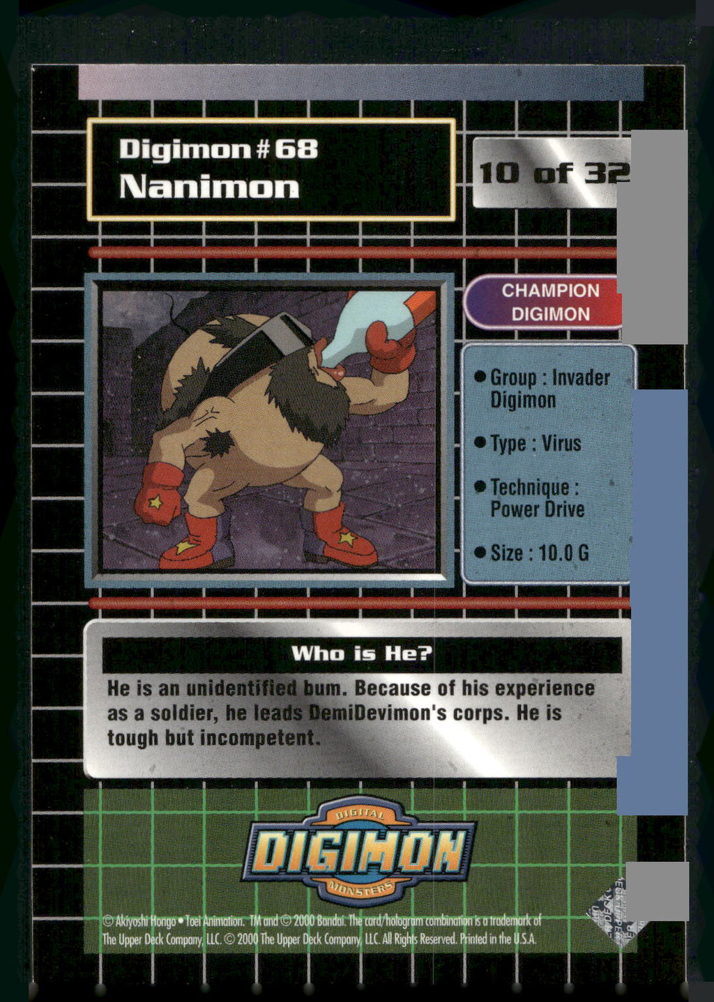 2000 Upper Deck Digimon Series 2 #10of32 68 Nanimon