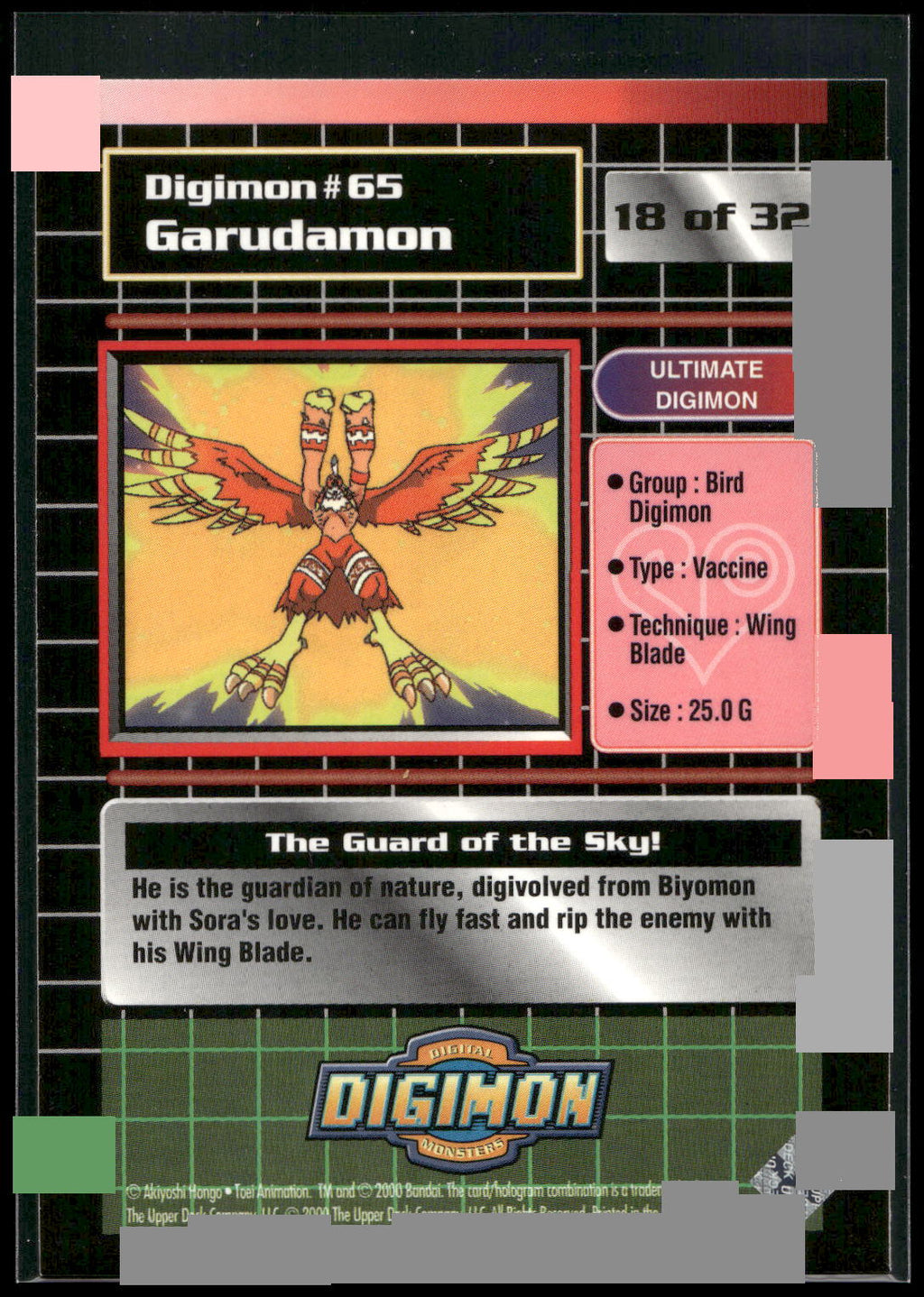 2000 Upper Deck Digimon Series 2 #18of32 65 Garudamon