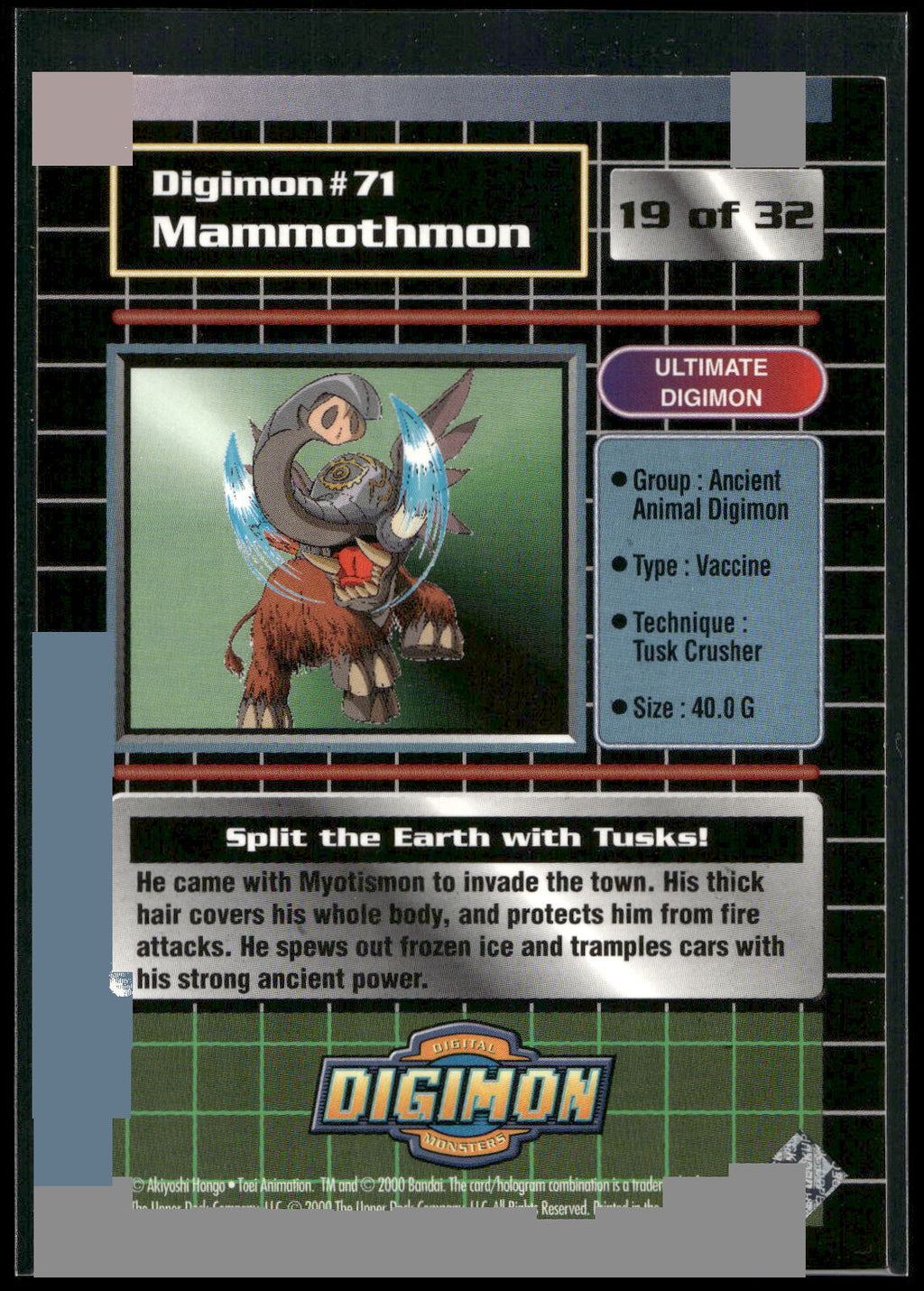 2000 Upper Deck Digimon Series 2 #19of32 71 Mammothmon