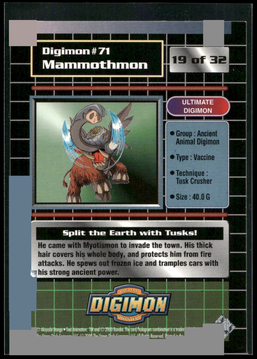 2000 Upper Deck Digimon Series 2 #19of32 71 Mammothmon