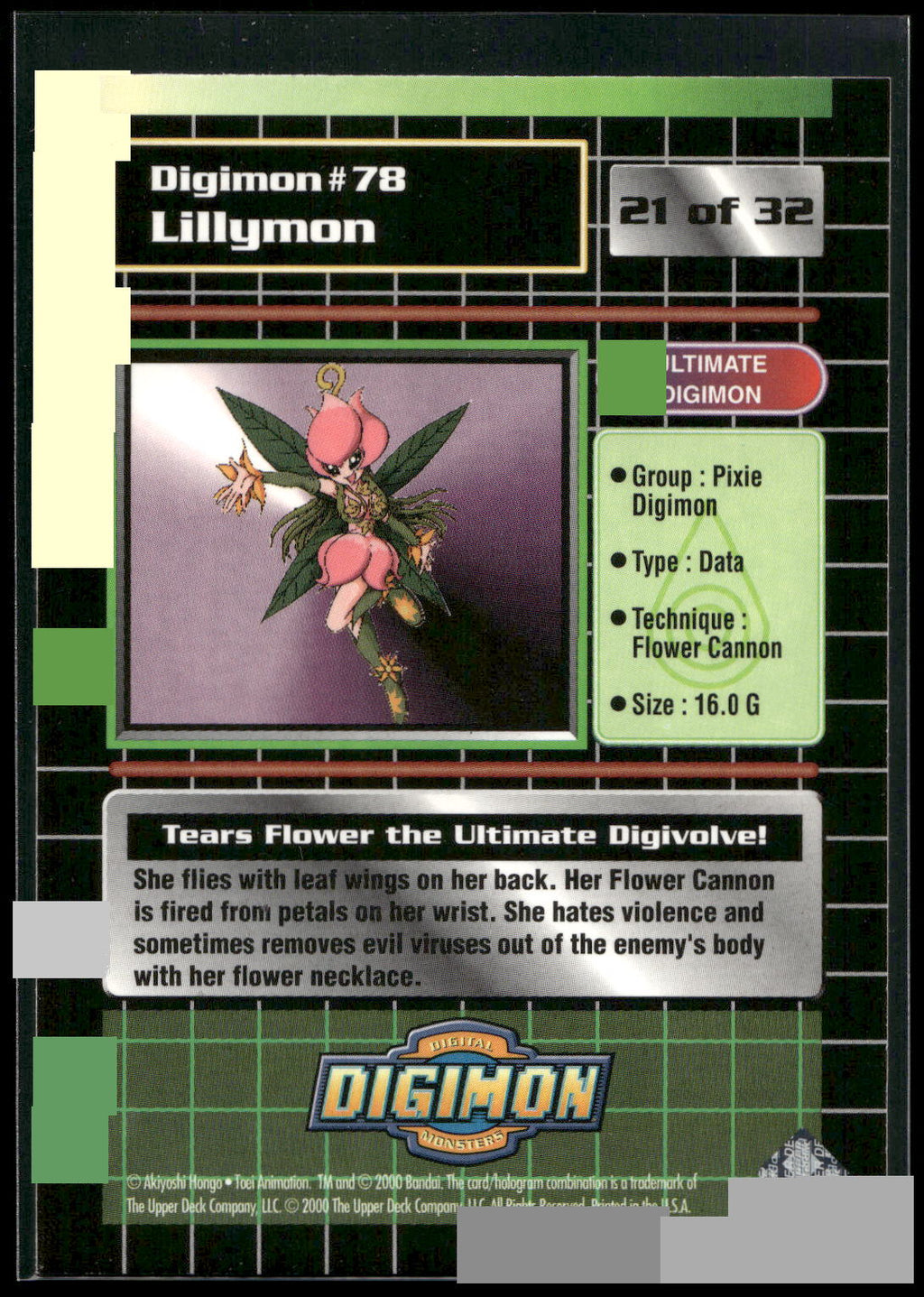 2000 Upper Deck Digimon Series 2 #21of32 78 Lillymon