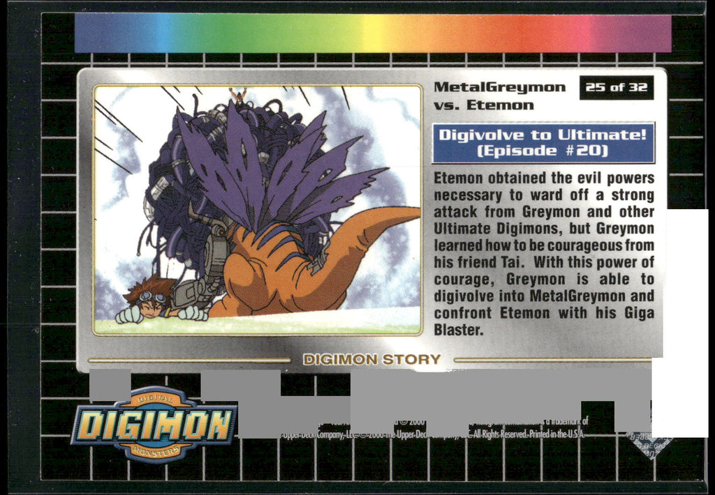 2000 Upper Deck Digimon Series 2 #25of32 MetalGreymon vs. Etemon