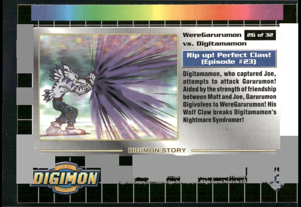 2000 Upper Deck Digimon Series 2 #26of32 WereGarurumon vs. Digtamamon