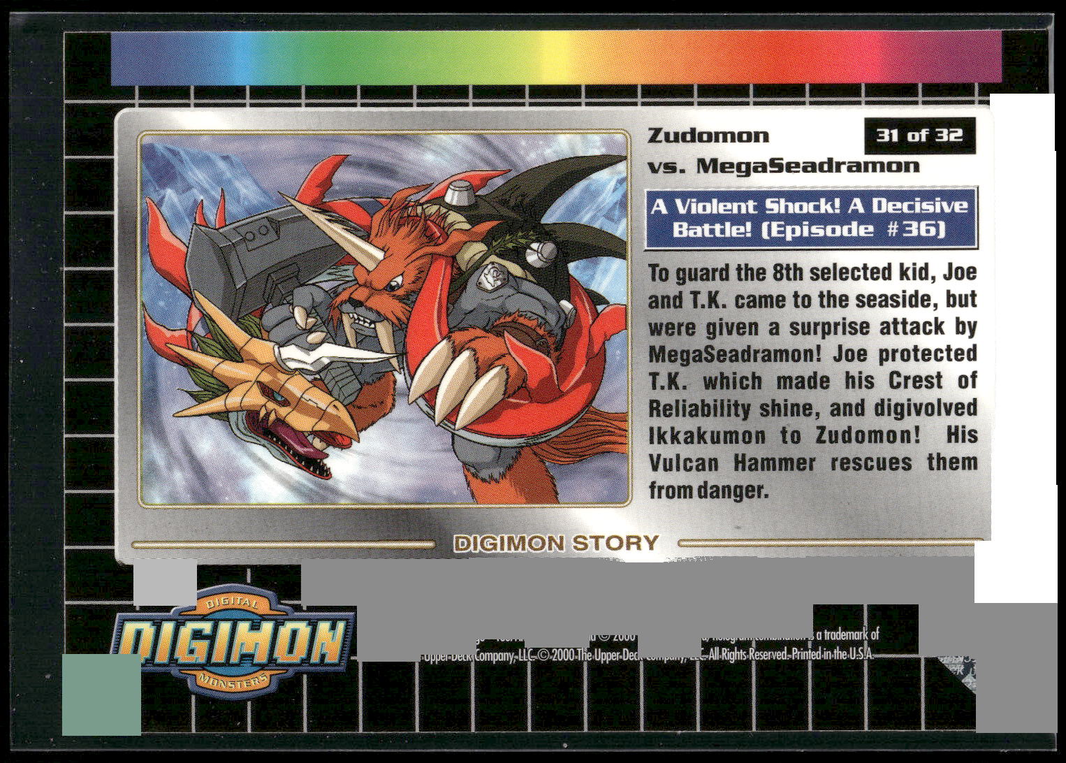 2000 Upper Deck Digimon Series 2 #31of32 Zudomon vs. MegaSeadramon