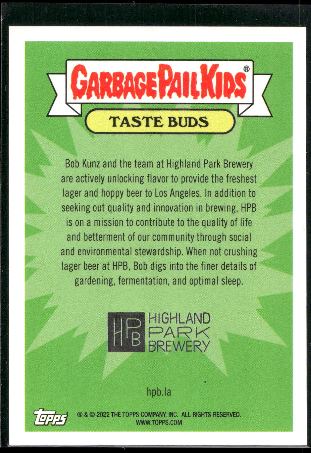 2022 Topps Online Garbage Pail Kids: Taste Buds #8A Tim-Bob Pils