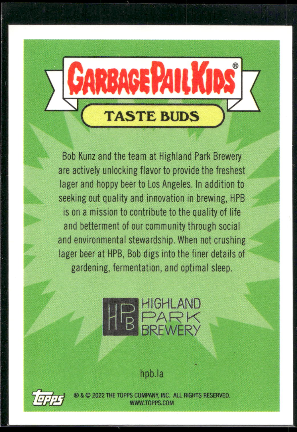 2022 Topps Online Garbage Pail Kids: Taste Buds #8A Tim-Bob Pils