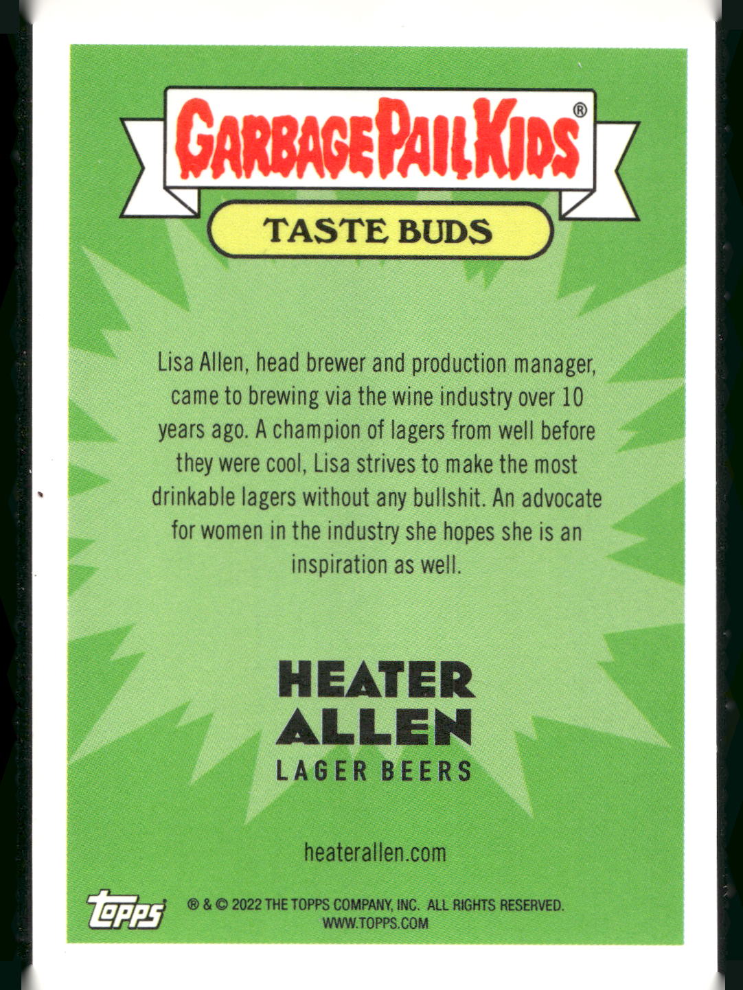 2022 Topps Online Garbage Pail Kids: Taste Buds #7A Lagering Lisa