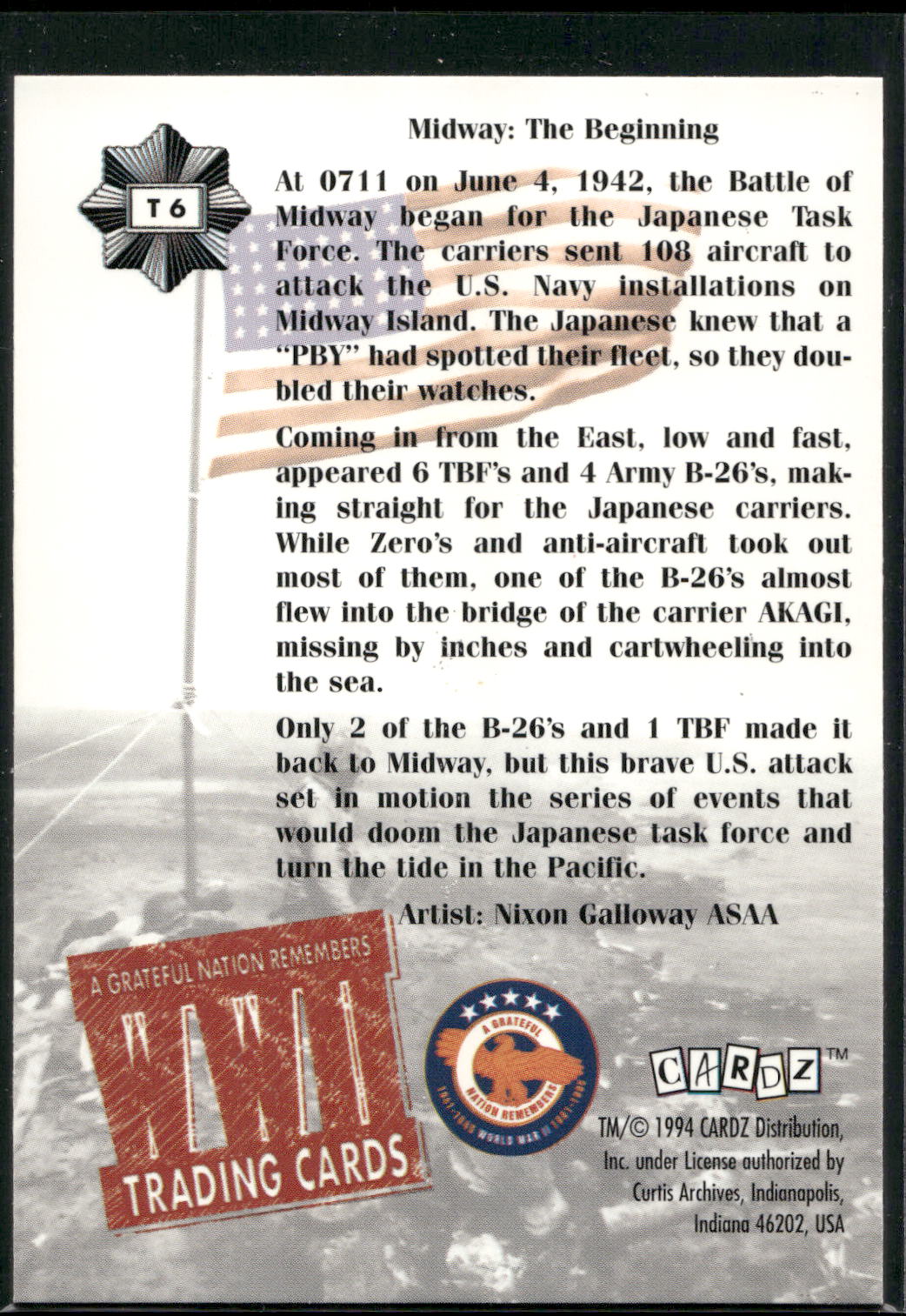 1994 Cardz World War II #T6 Battle of Midway Tekchrome