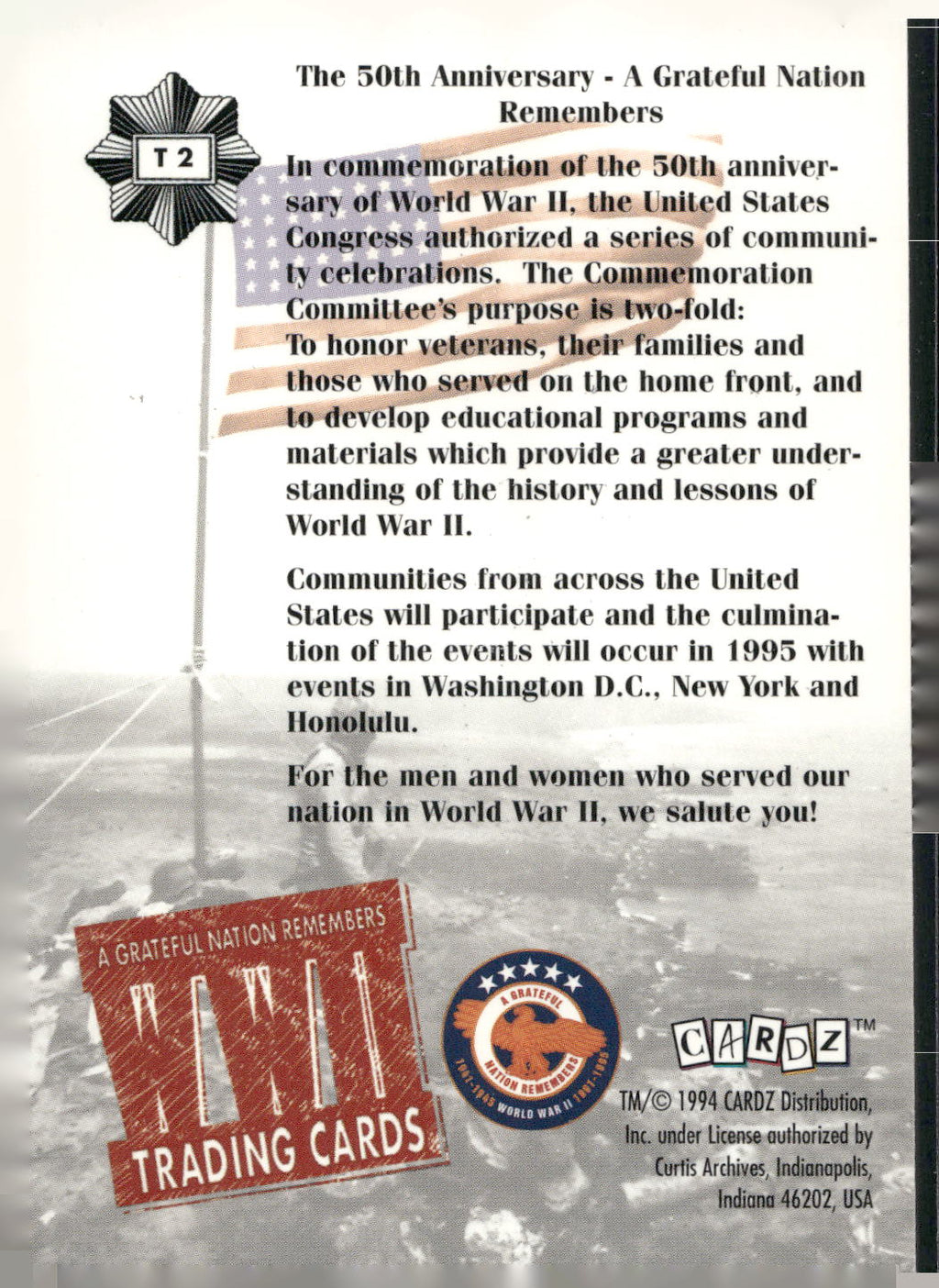 1994 Cardz World War II #T2 50th Anniversary Commemoration Logo Tekchrome