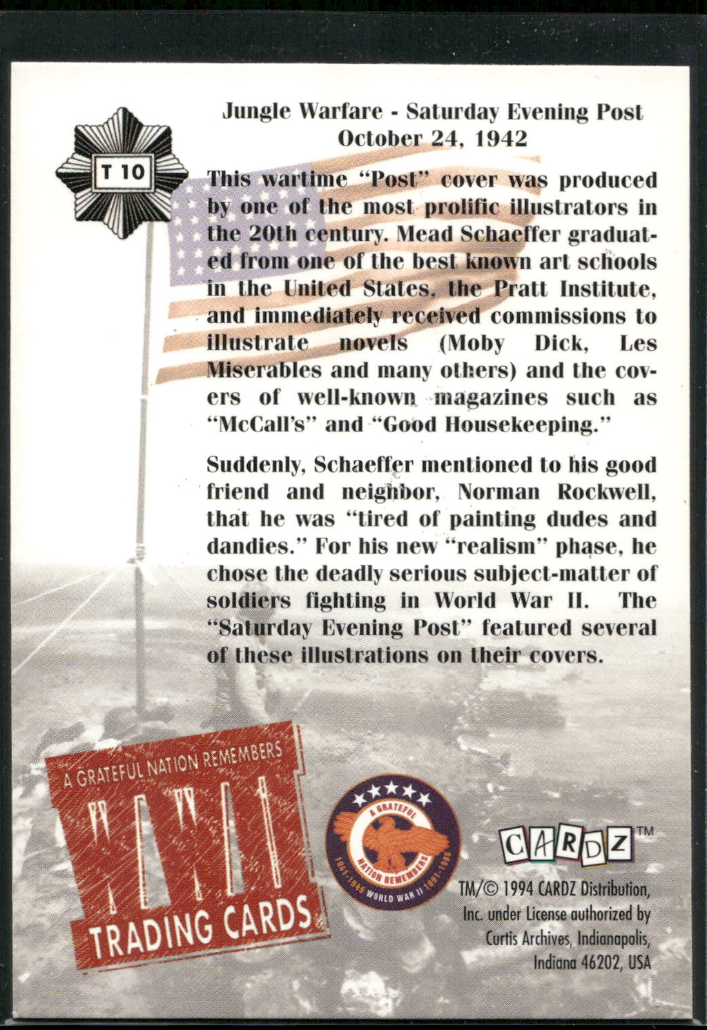 1994 Cardz World War II #T10 Saturday Evening Post - 10/24/42 Tekchrome