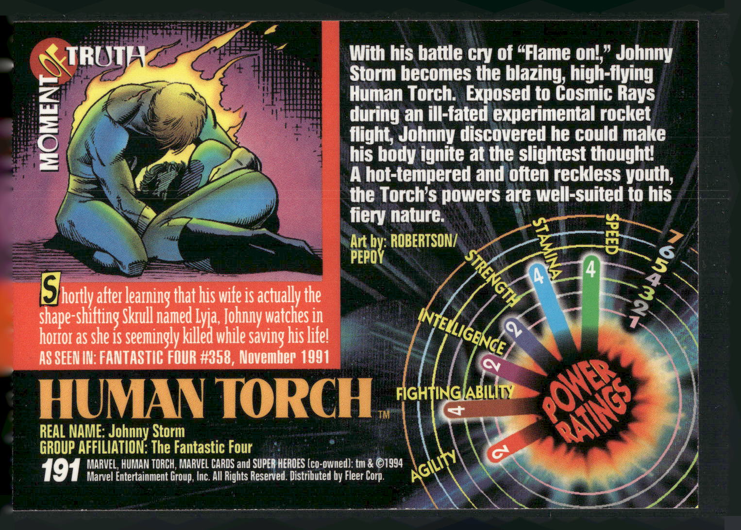 1994 Fleer Marvel Universe #191 Human Torch