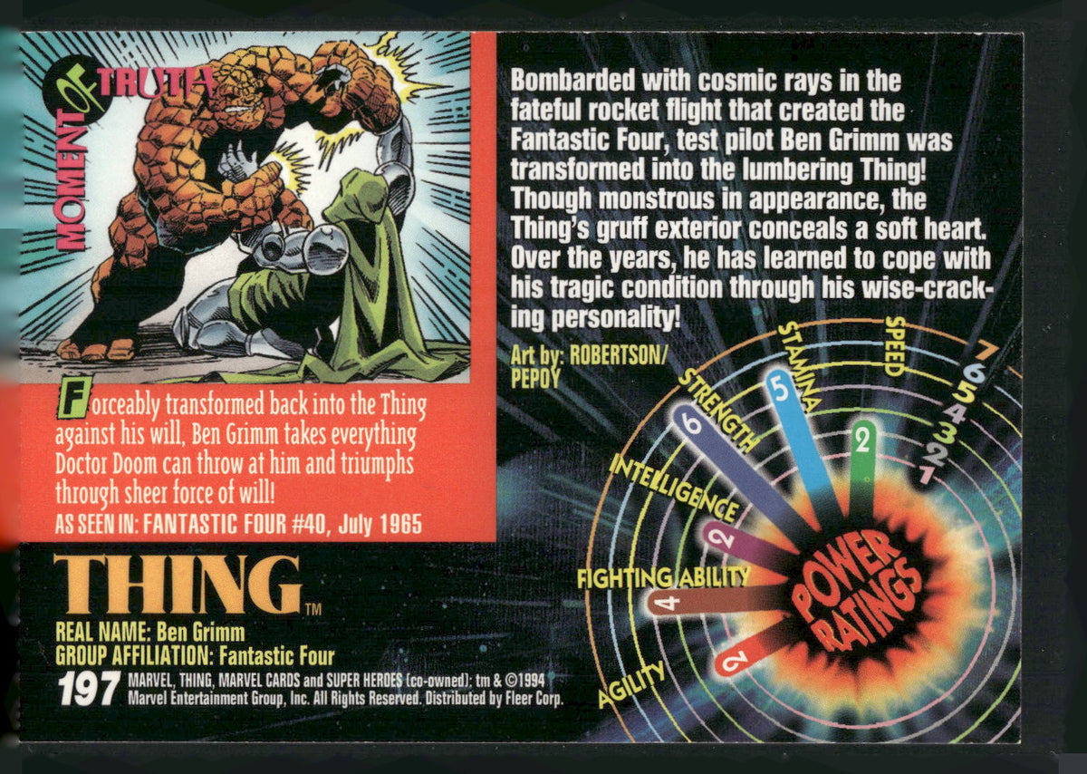 1994 Fleer Marvel Universe #197 Thing
