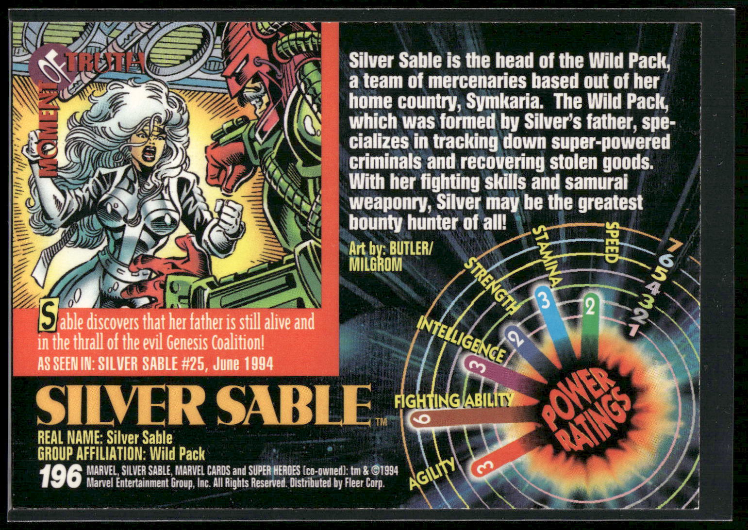 1994 Fleer Marvel Universe #196 Silver Sable