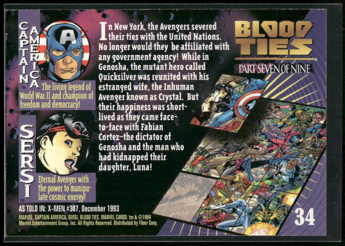 1994 Fleer Marvel Universe #34 Sersi &amp; Captain America