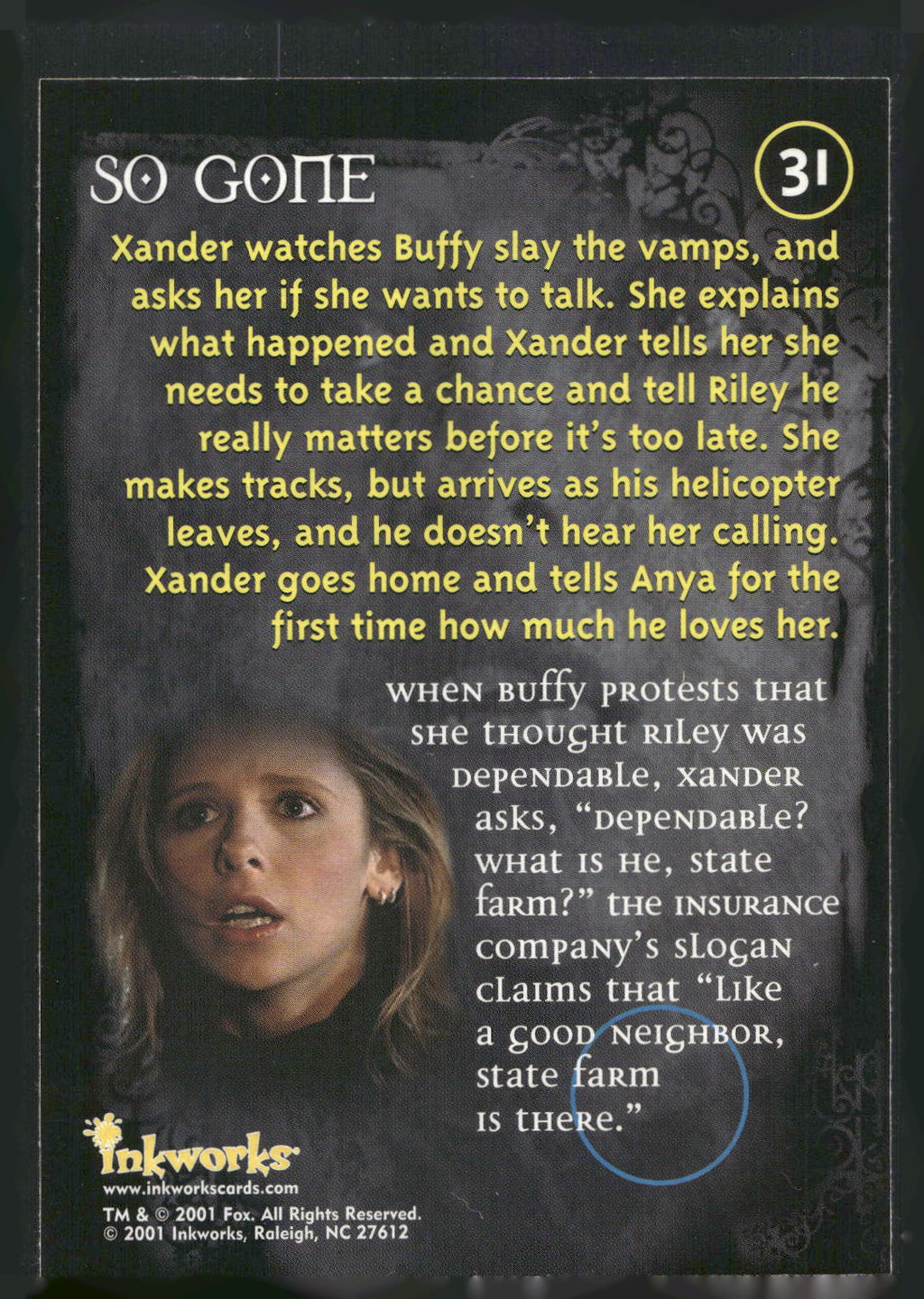2001 Inkworks Buffy the Vampire Slayer Season 5 #31 So Gone