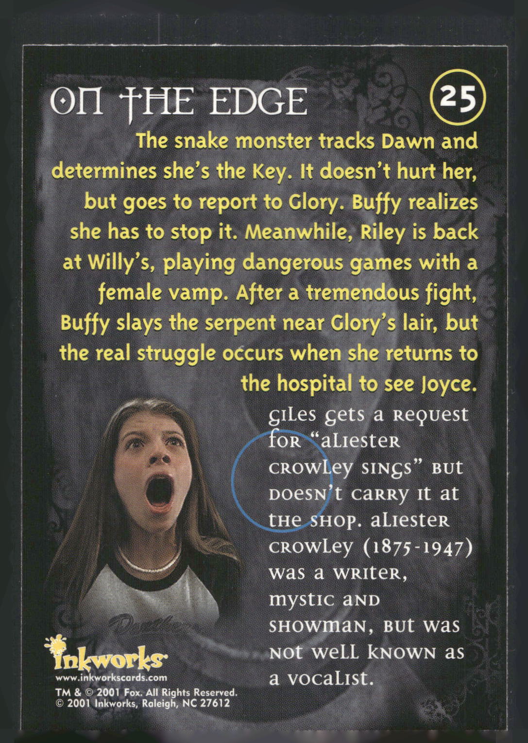 2001 Inkworks Buffy the Vampire Slayer Season 5 #25 On the Edge