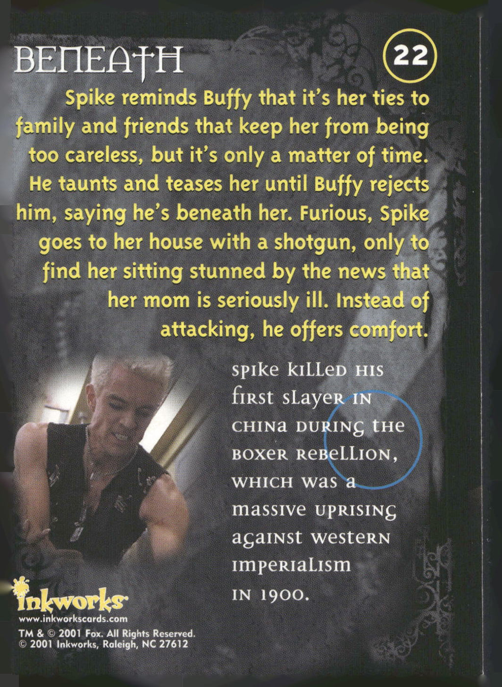 2001 Inkworks Buffy the Vampire Slayer Season 5 #22 Beneath