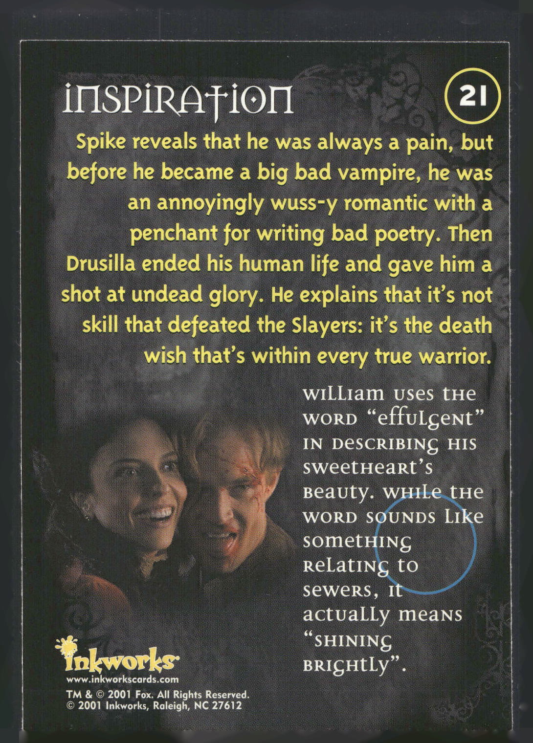 2001 Inkworks Buffy the Vampire Slayer Season 5 #21 Inspiration