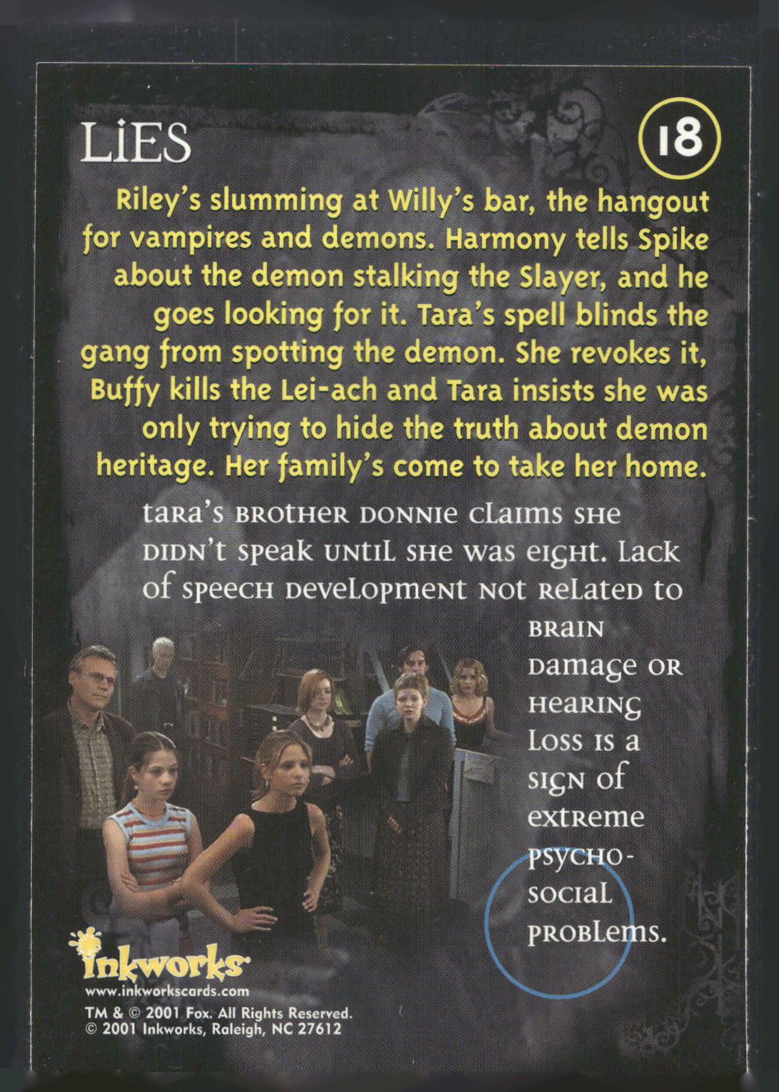 2001 Inkworks Buffy the Vampire Slayer Season 5 #18 Lies