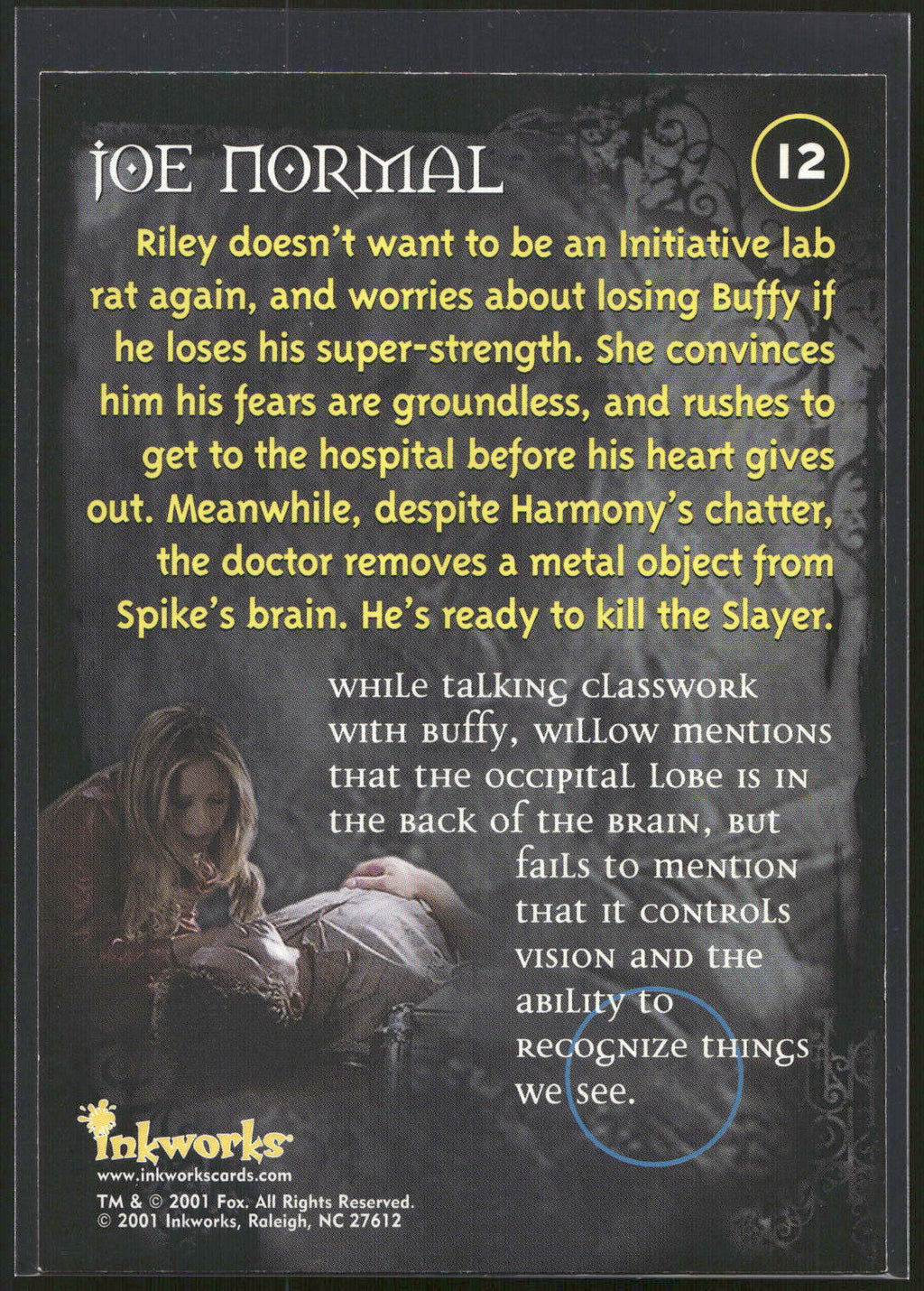 2001 Inkworks Buffy the Vampire Slayer Season 5 #12 Joe Normal