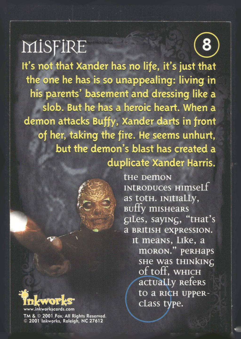 2001 Inkworks Buffy the Vampire Slayer Season 5 #8 Misfire