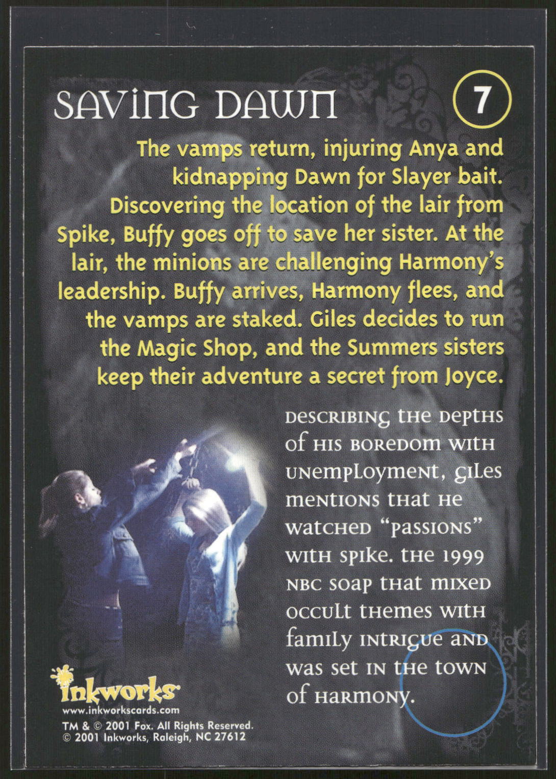 2001 Inkworks Buffy the Vampire Slayer Season 5 #7 Saving Dawn