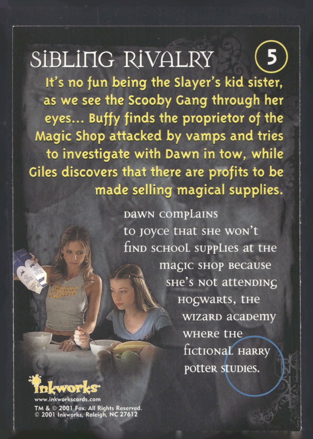 2001 Inkworks Buffy the Vampire Slayer Season 5 #5 Sibling Rivalry
