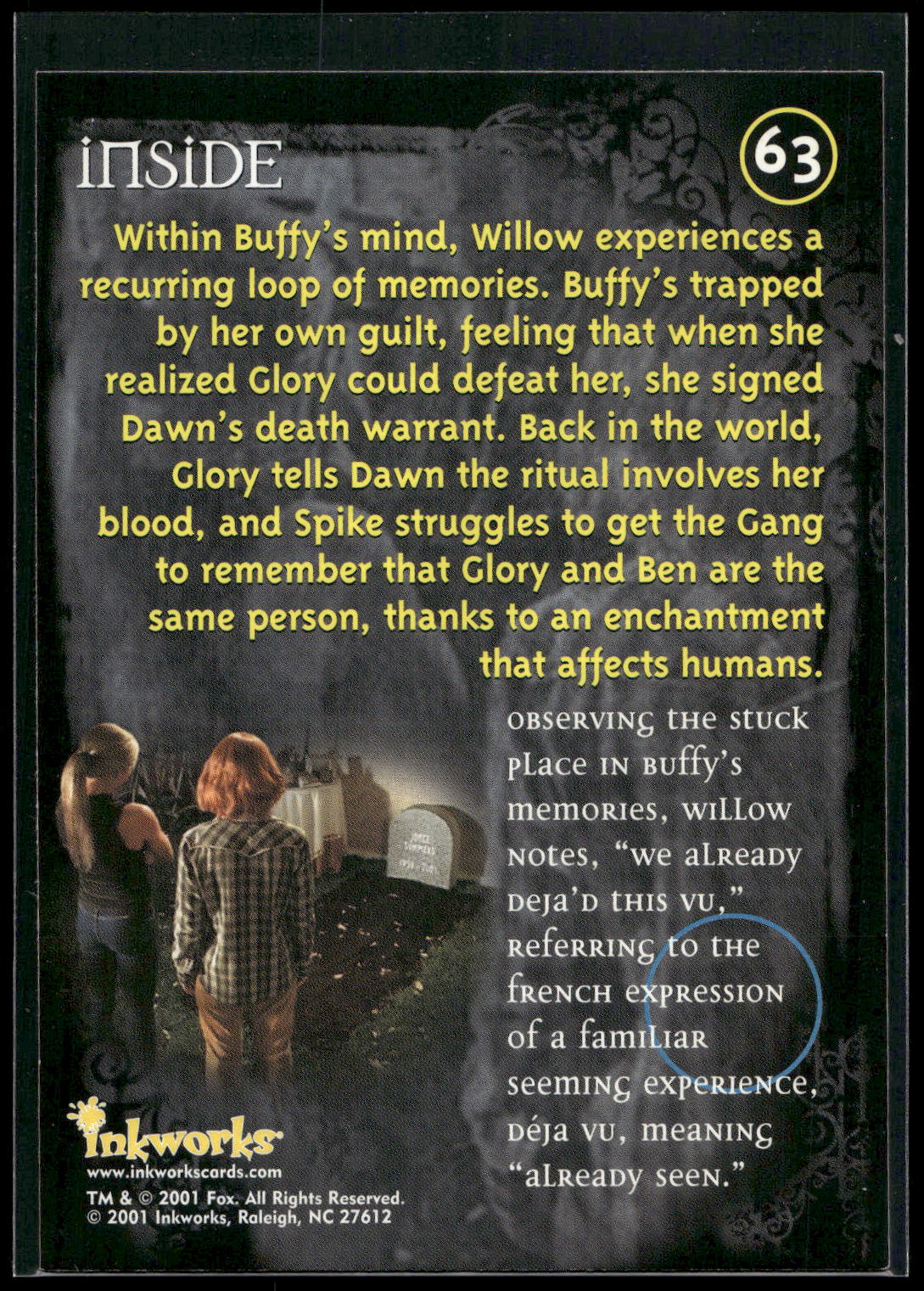 2001 Inkworks Buffy the Vampire Slayer Season 5 #63 Inside