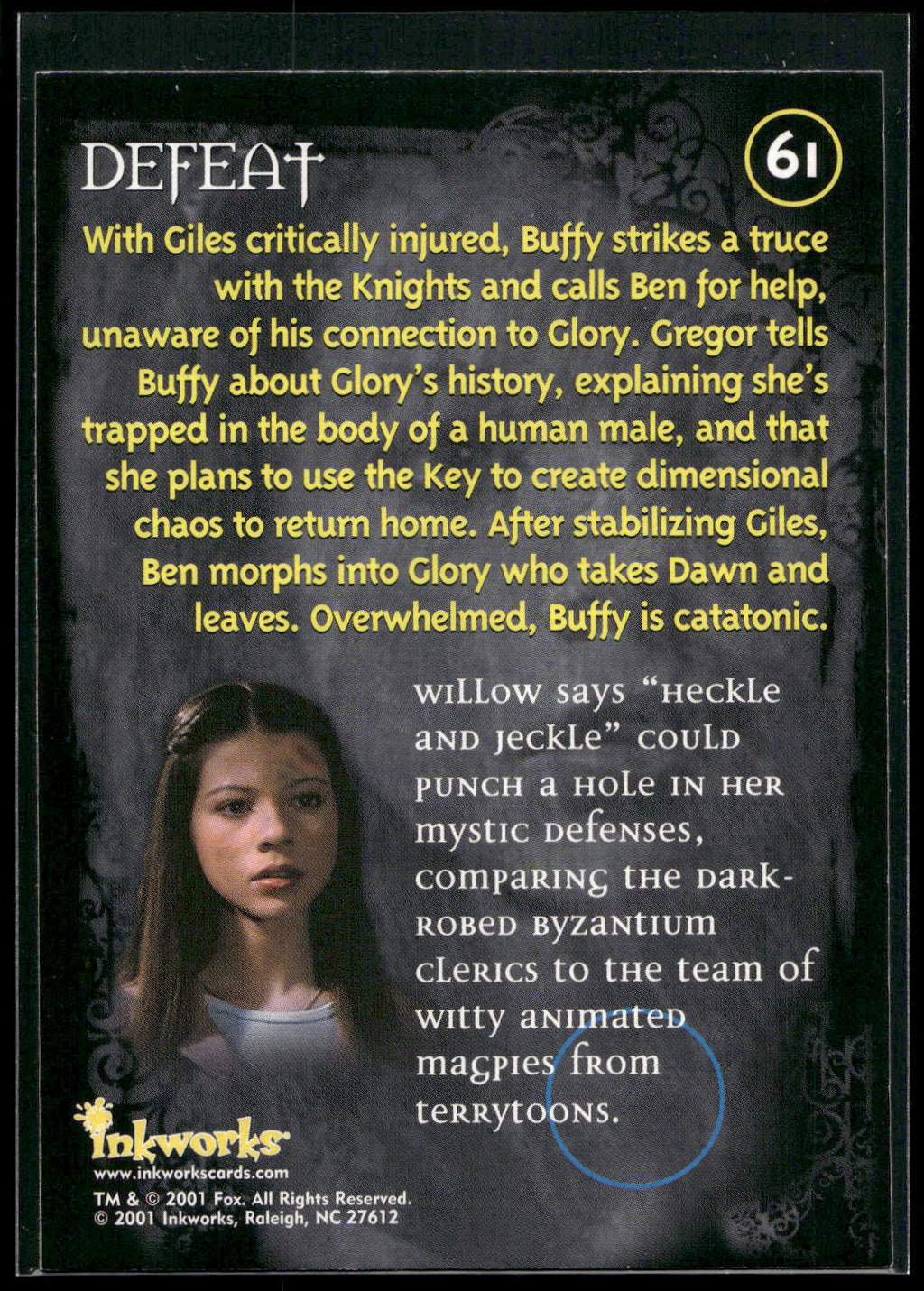 2001 Inkworks Buffy the Vampire Slayer Season 5 #61 Defeat