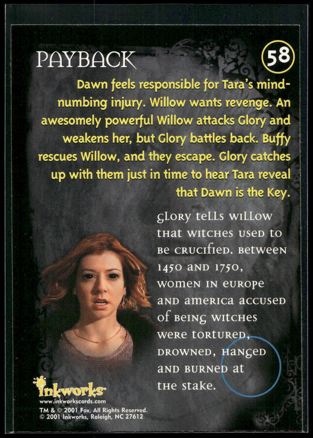 2001 Inkworks Buffy the Vampire Slayer Season 5 #58 Payback