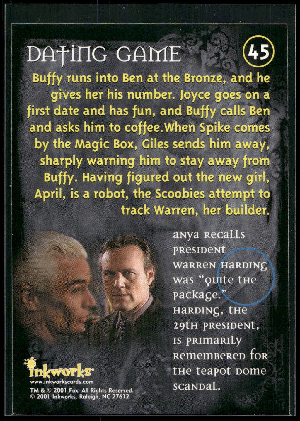 2001 Inkworks Buffy the Vampire Slayer Season 5 #45 Dating Game