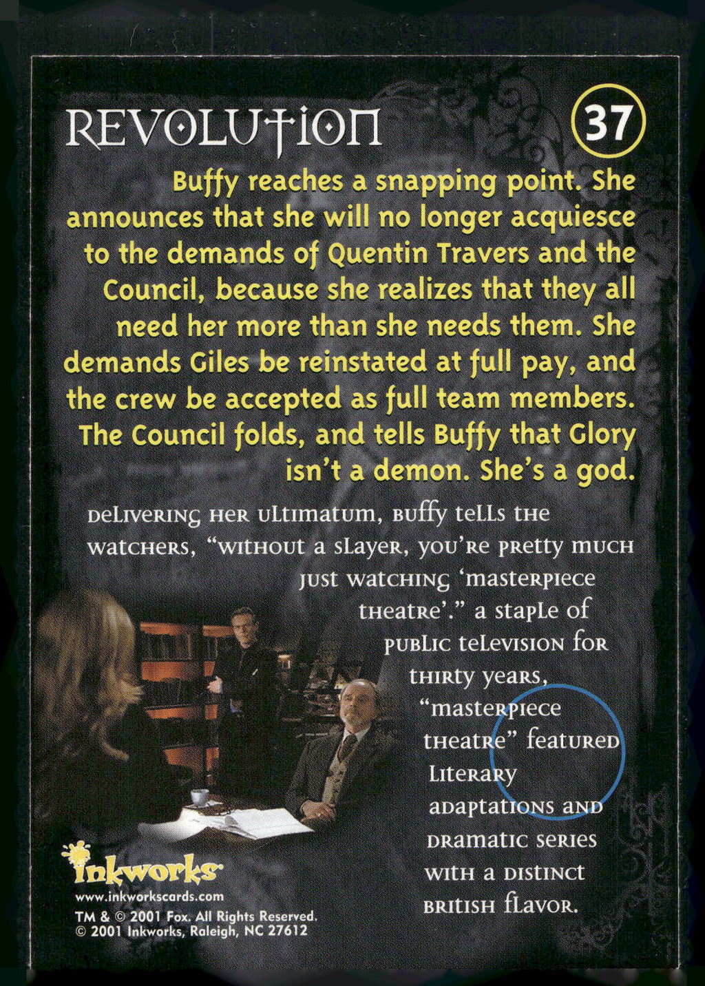 2001 Inkworks Buffy the Vampire Slayer Season 5 #37 Revolution