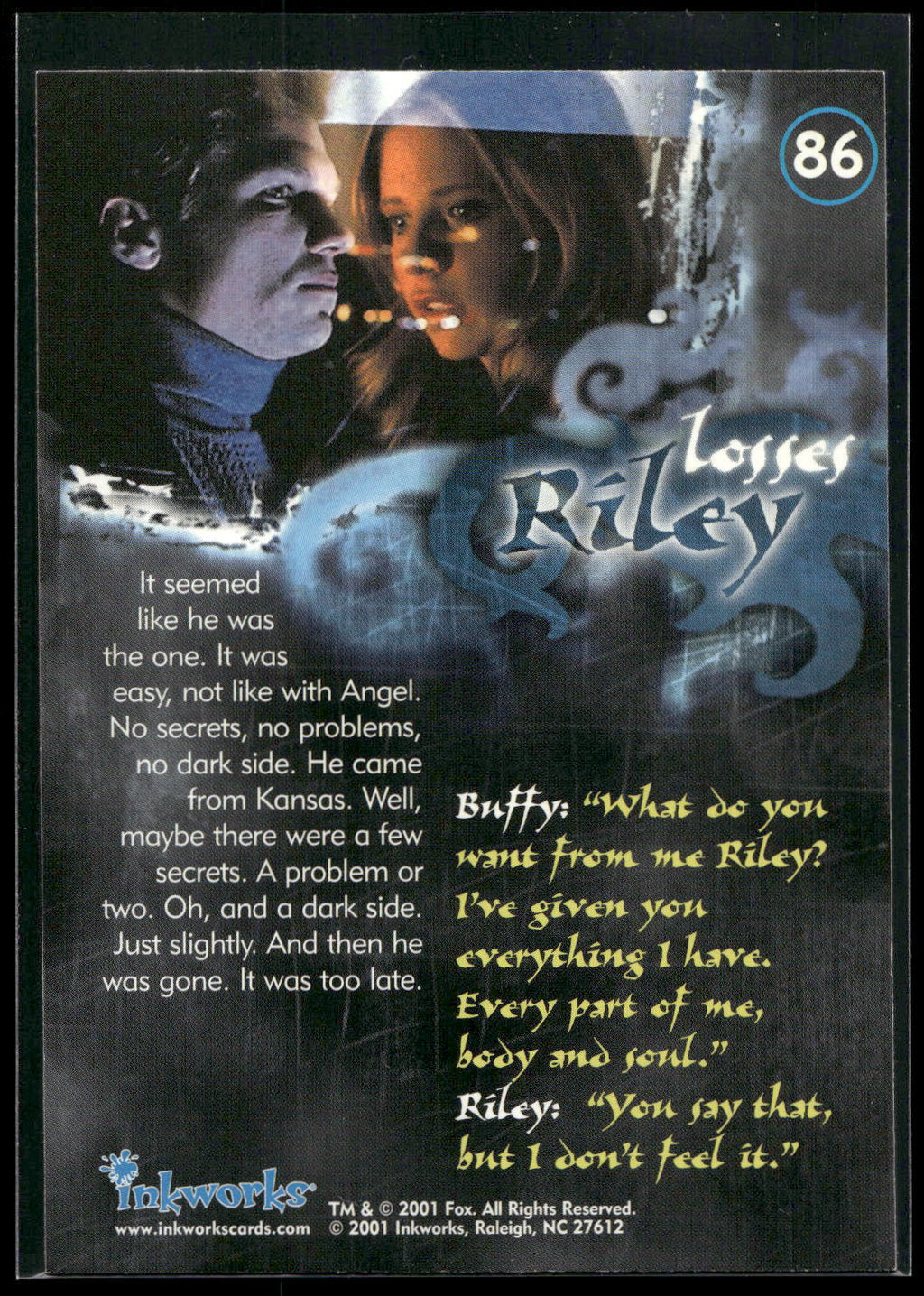 2001 Inkworks Buffy the Vampire Slayer Season 5 #86 Riley