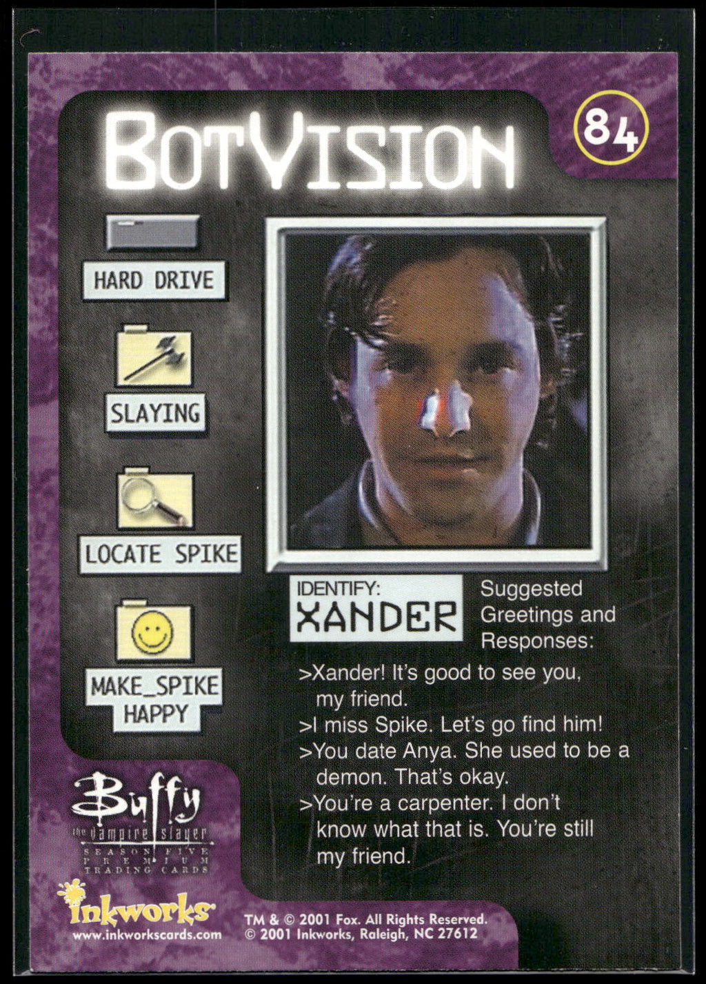 2001 Inkworks Buffy the Vampire Slayer Season 5 #84 Xander
