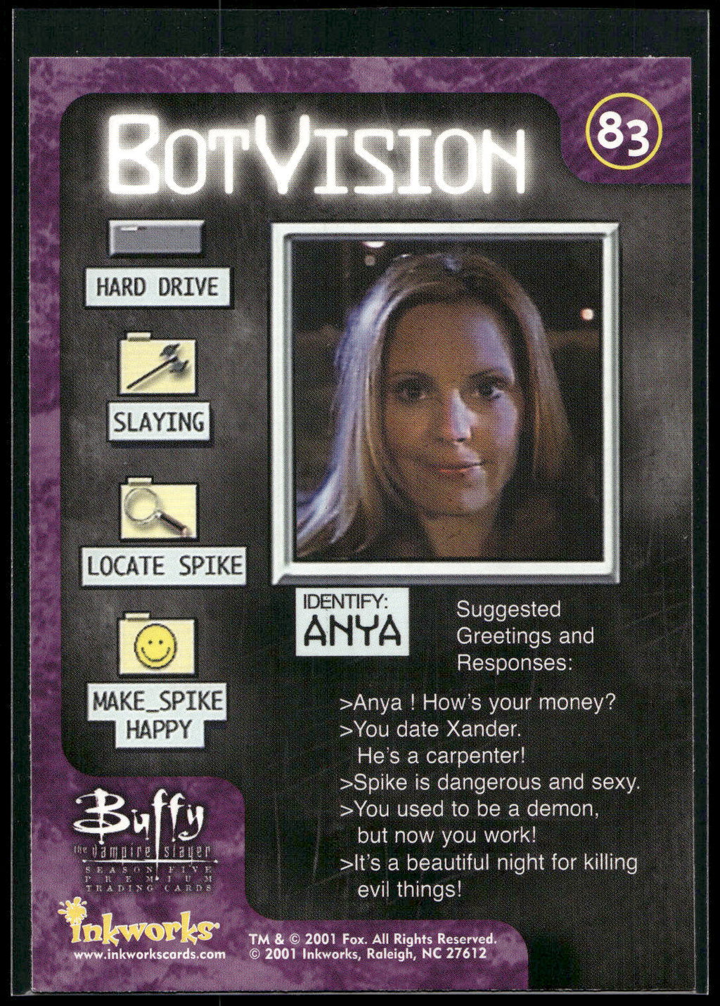 2001 Inkworks Buffy the Vampire Slayer Season 5 #83 Anya