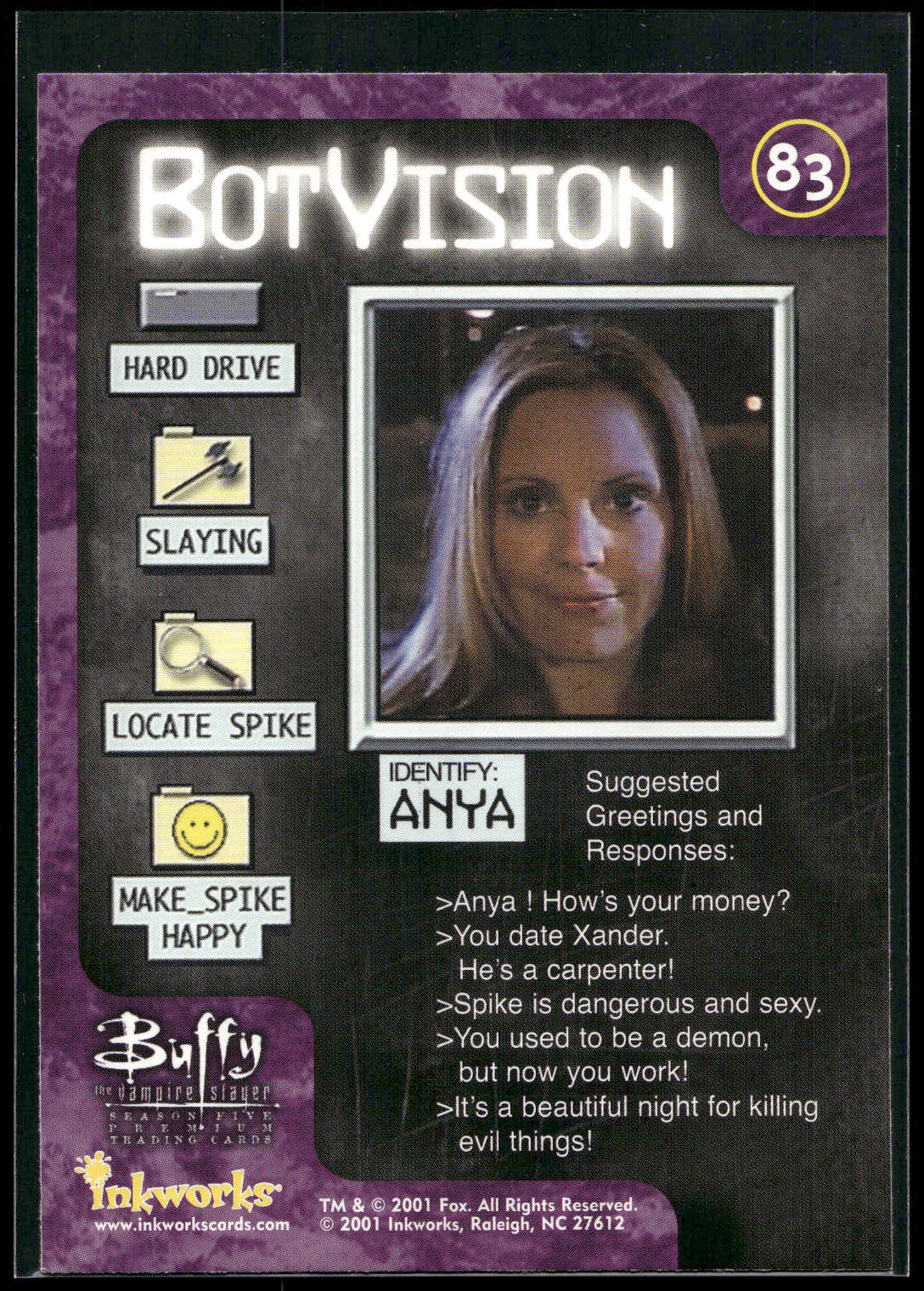 2001 Inkworks Buffy the Vampire Slayer Season 5 #83 Anya