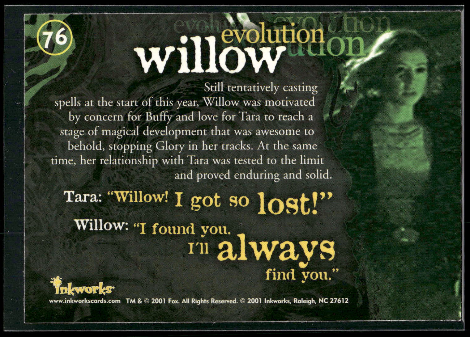 2001 Inkworks Buffy the Vampire Slayer Season 5 #76 Willow