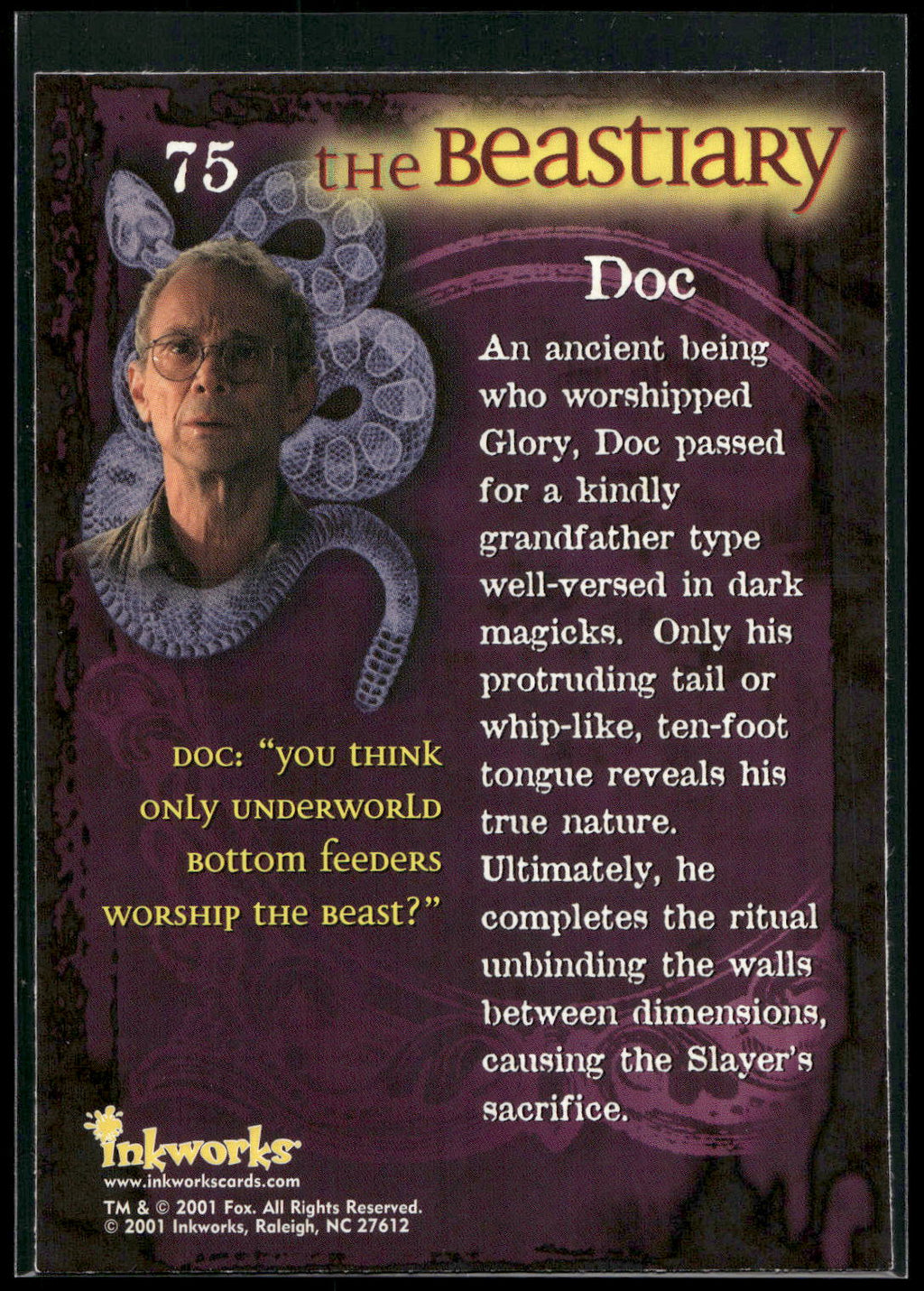 2001 Inkworks Buffy the Vampire Slayer Season 5 #75 Doc