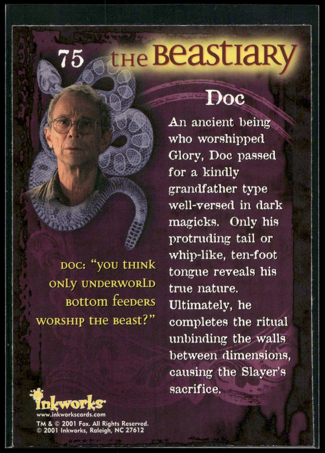 2001 Inkworks Buffy the Vampire Slayer Season 5 #75 Doc