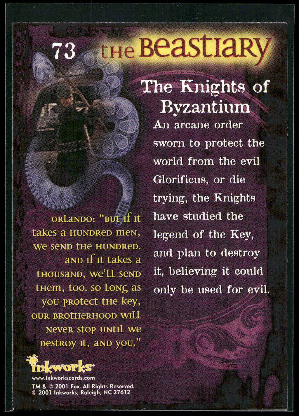 2001 Inkworks Buffy the Vampire Slayer Season 5 #73 The Knights of Byzantium