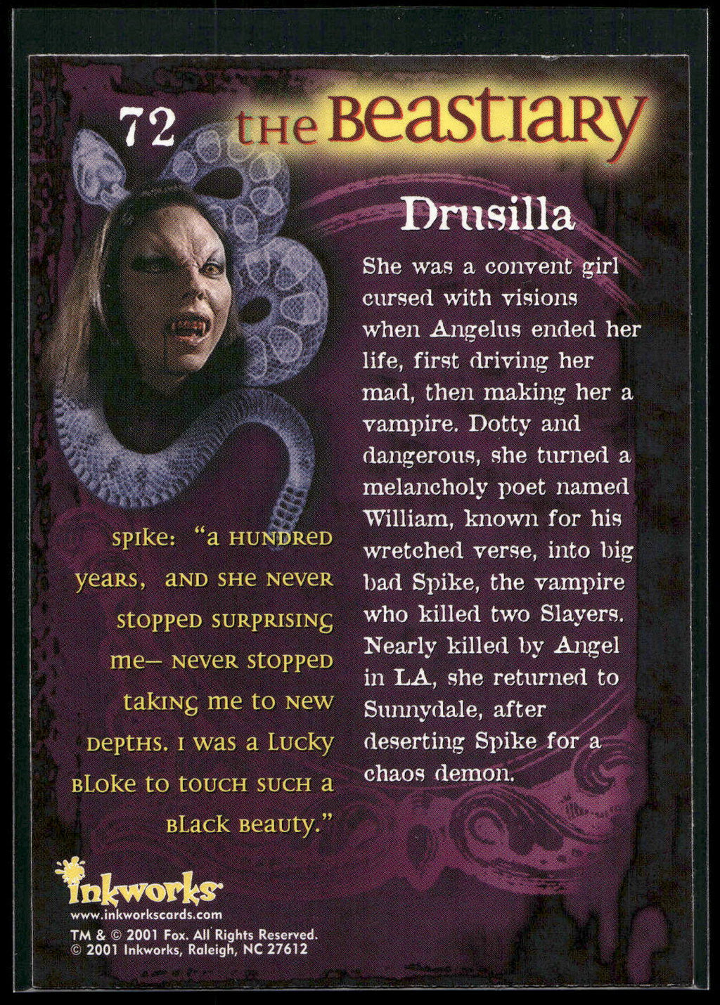 2001 Inkworks Buffy the Vampire Slayer Season 5 #72 Drusilla